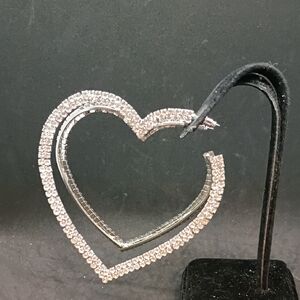 Sparkling Silver Heart Earrings